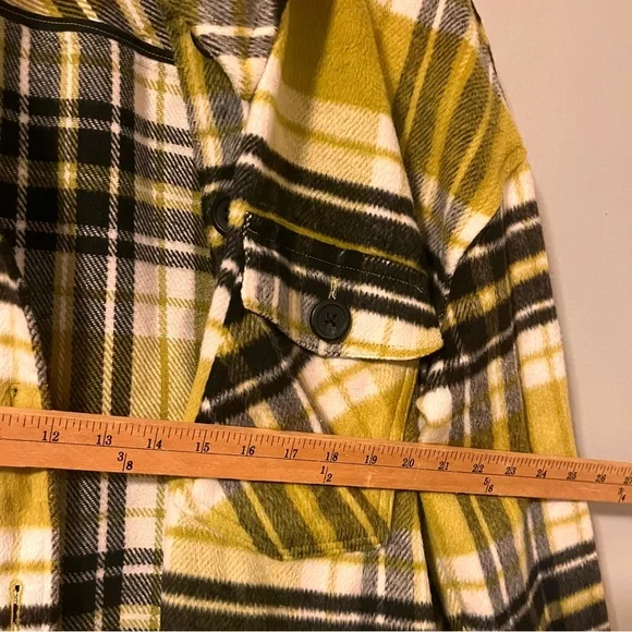A.N.A Oversized Shacket, Chartreuse and black plaid, size large - Picture 3 of 6